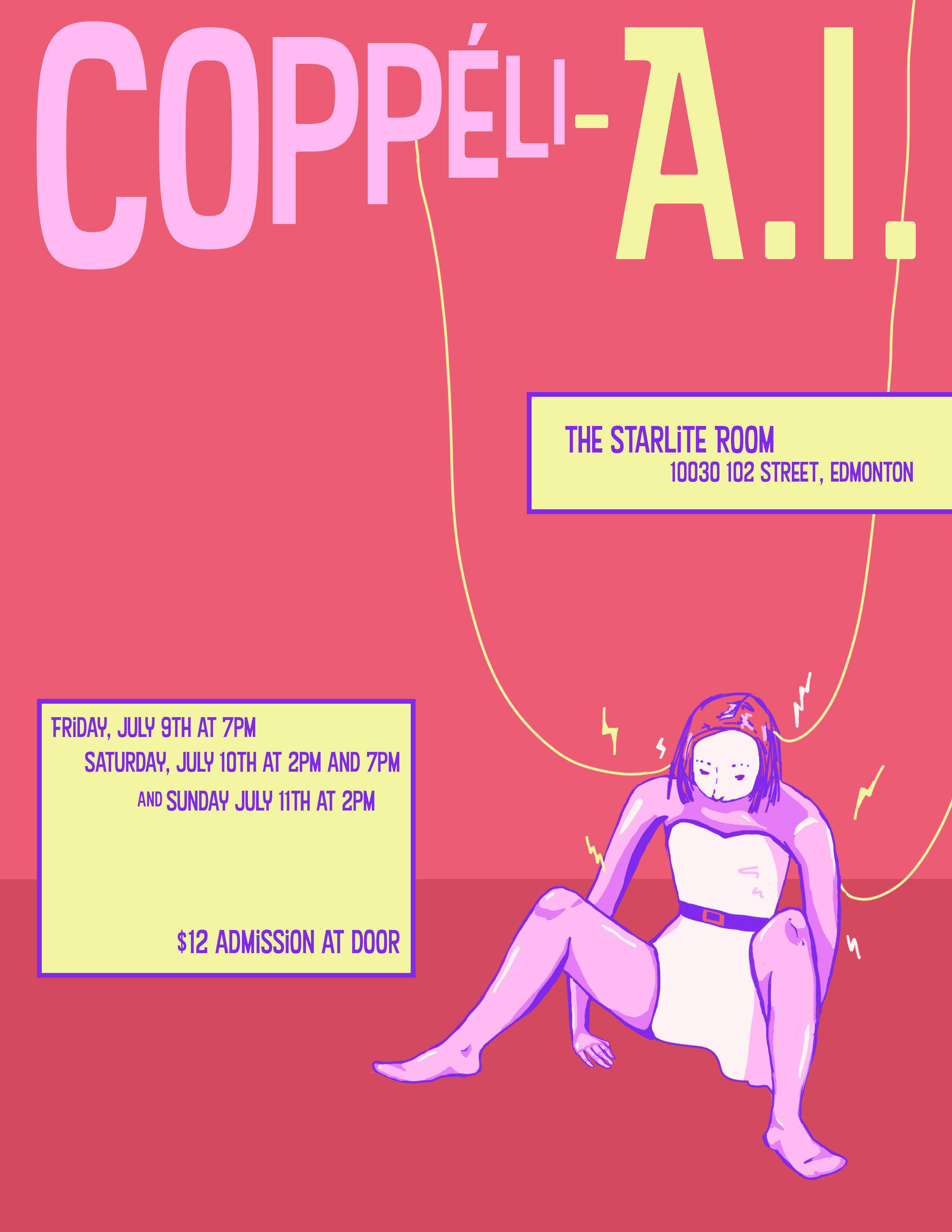 A poster for our upcoming show Coppeli-AI.